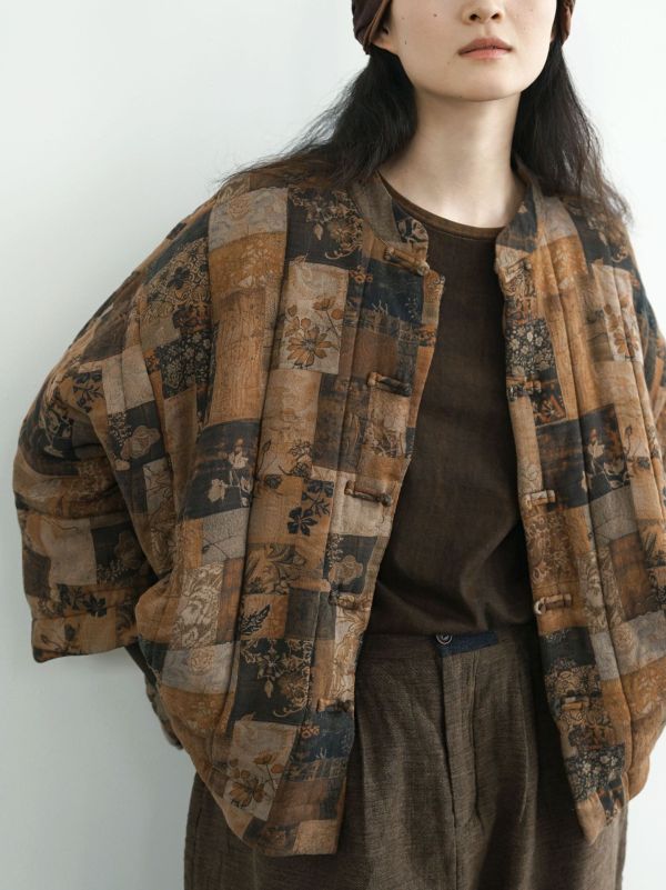 燕燕~秋冬款 復古拼色盤扣保暖寬鬆棉衣中式加厚懷舊外套棉襖外套 ab2439601 