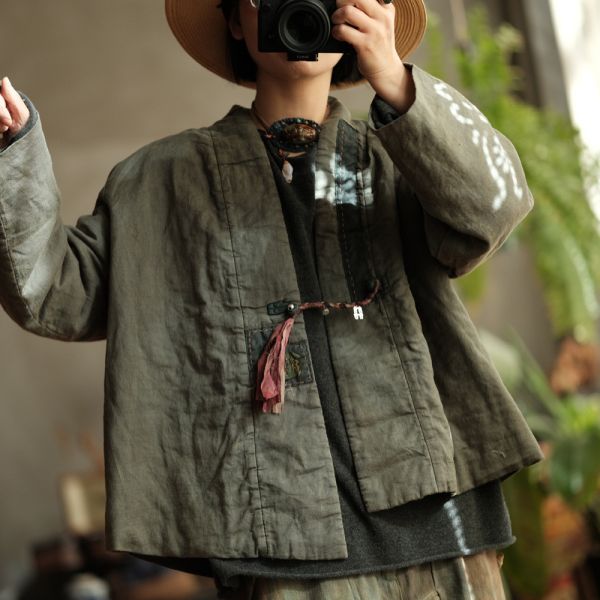 燕燕~棉麻商品~復古文藝麻料炒色小棉衣外套  ab192201 