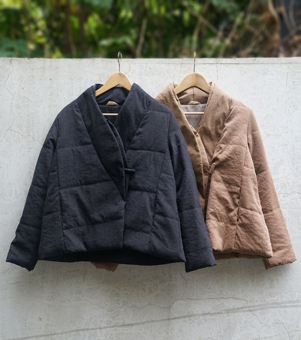 燕燕~棉麻商品~中式斜襟加厚棉外套 1-981 