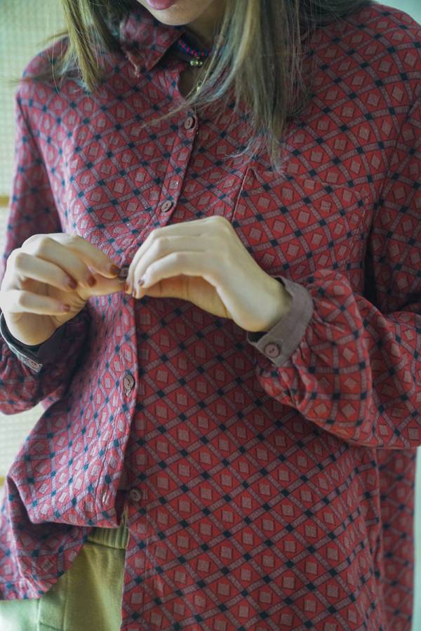 燕燕~棉麻商品~復古香雲紗材質  數碼印花百搭襯衫 文藝休閒寬鬆顯瘦長袖襯衫 上衣 ab2131801 