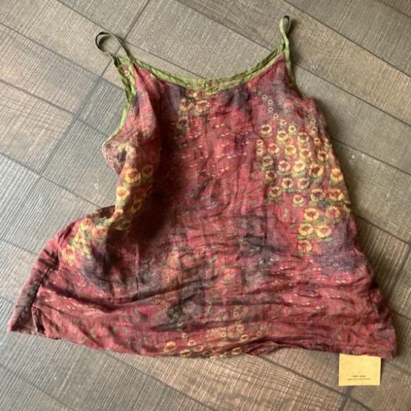 燕燕~夏季印花薄莧麻文藝寬鬆吊帶上衣 