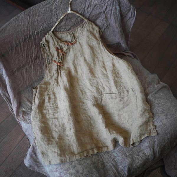 燕燕~秋冬春秋款復古中式時尚百搭顯瘦色織長款背心 