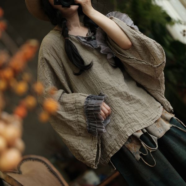 燕燕~復古文藝寬鬆套頭小衫襯衫 T恤 ab237401 (此件不退換） 