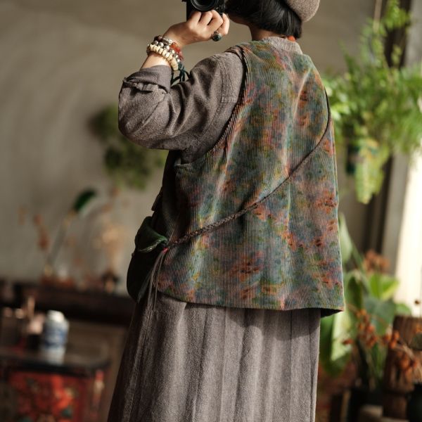 燕燕~秋冬款 設計藝術復古小眾做舊棉背心棉坎肩棉背心 ab202001 