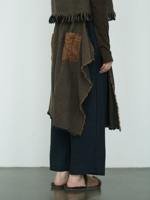 燕燕~秋冬款 復古色織棉麻個性不規則漁夫直筒褲 兩穿褲 ab2434701 