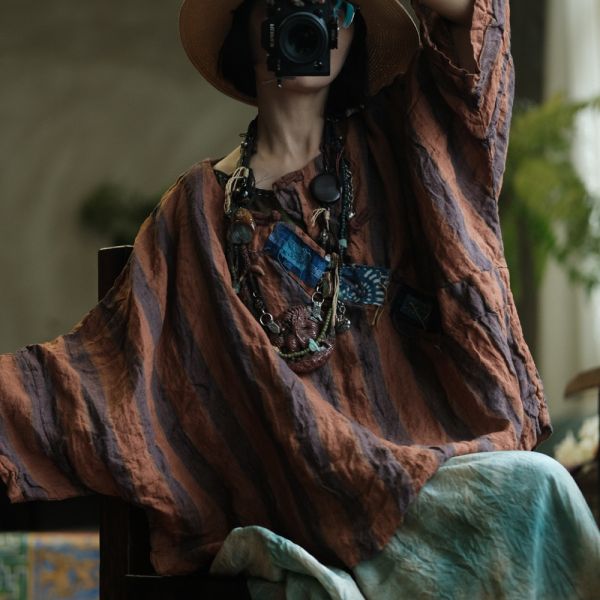 燕燕~小眾穿搭斜襟圓領T恤上衣  ab224601 