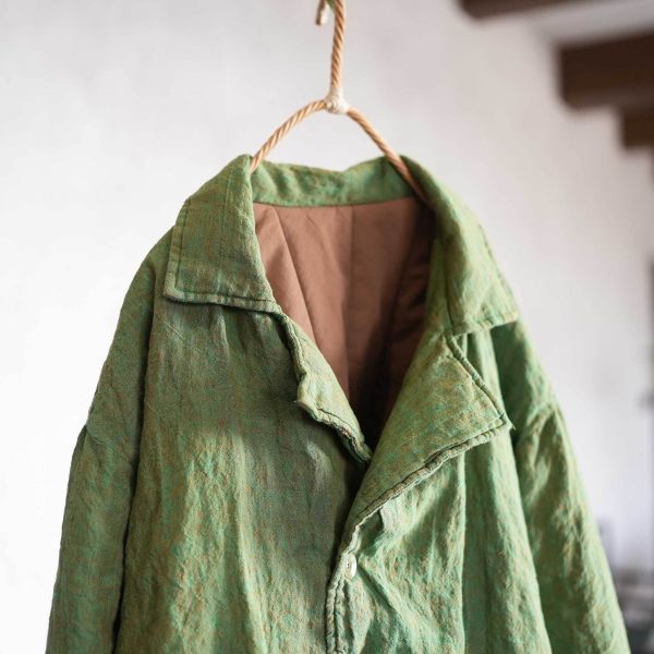 燕燕~厚棉衣過冬必備 色織亞麻 大版寬鬆 西服外套 