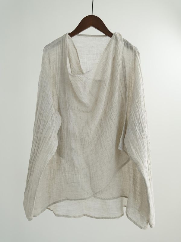 燕燕~原創稀疏肌理感亞麻寬鬆披肩開襟衫 復古文藝防曬多穿法襯衫 ab2634401 