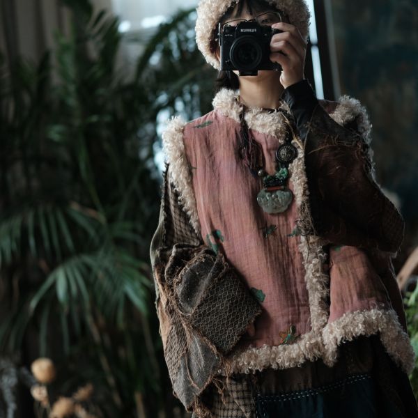 燕燕 冬季新款 羊捲毛斜襟盤扣夾棉坎肩背心棉衣 ab226701 