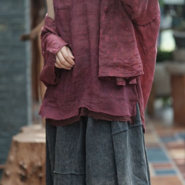 燕燕~春季新款 苧麻. 寬鬆吊帶毛邊背心。ab205001 