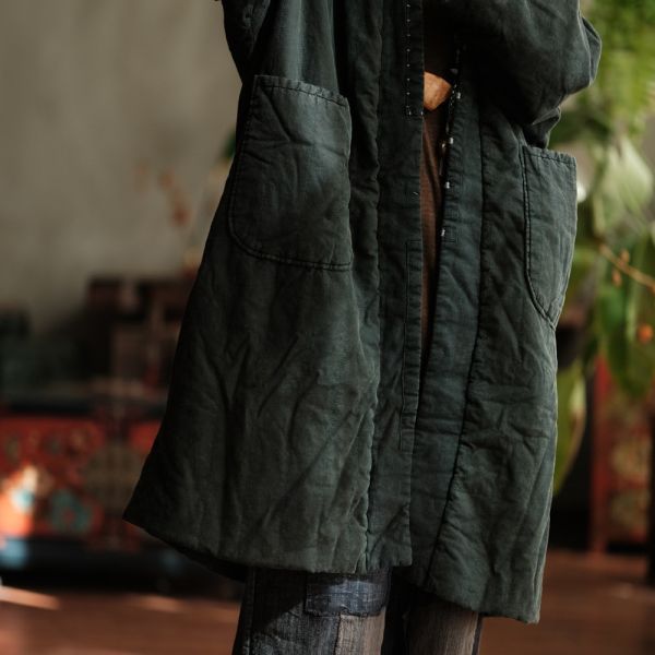 燕燕~棉麻商品~復古文藝絎線水洗手工針跡百搭棉衣外套棉袍 外套  ab194001 