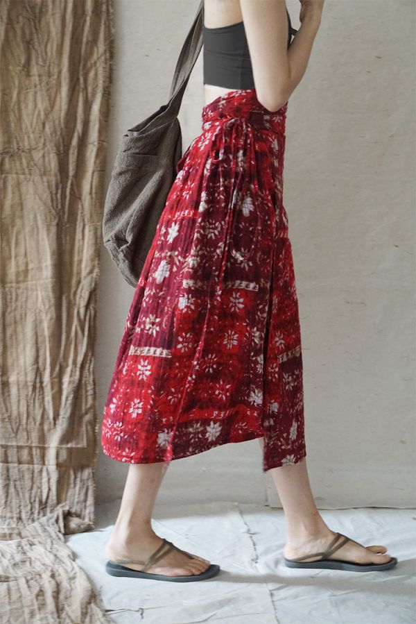 燕燕棉麻～設計復古個性異域印花顯瘦長裙 ab2113801 