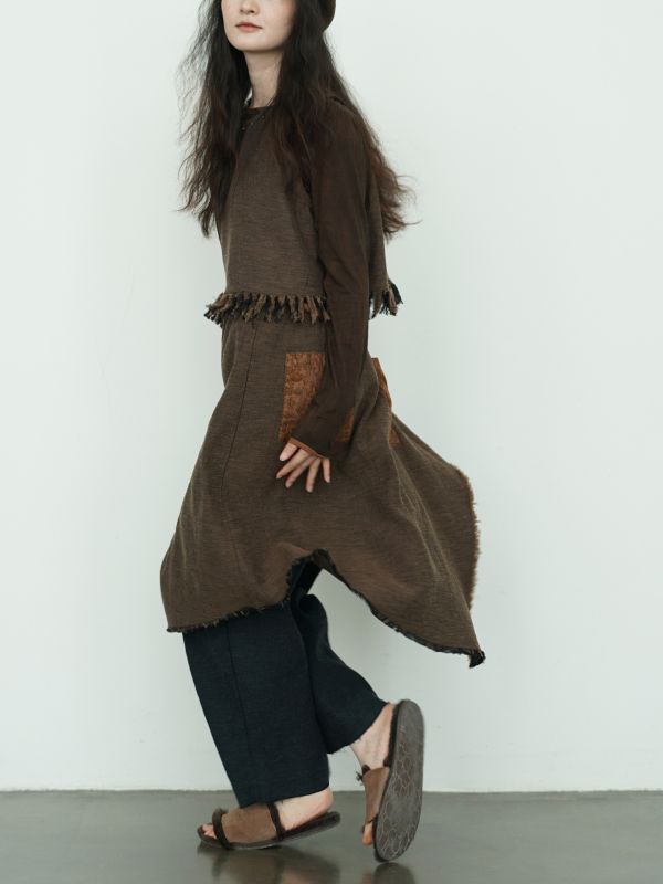 燕燕~秋冬款！復古色織棉麻個性毛邊 流蘇背心 ab2435501 