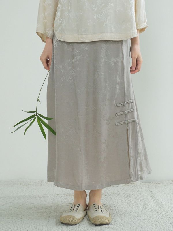 天絲提花    復古國潮顯瘦開叉 流蘇長裙     ab2409701 