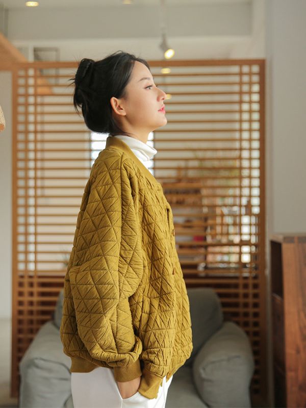 燕燕~棉麻商品~ 冬季新品   寬鬆顯瘦夾棉加厚外套 