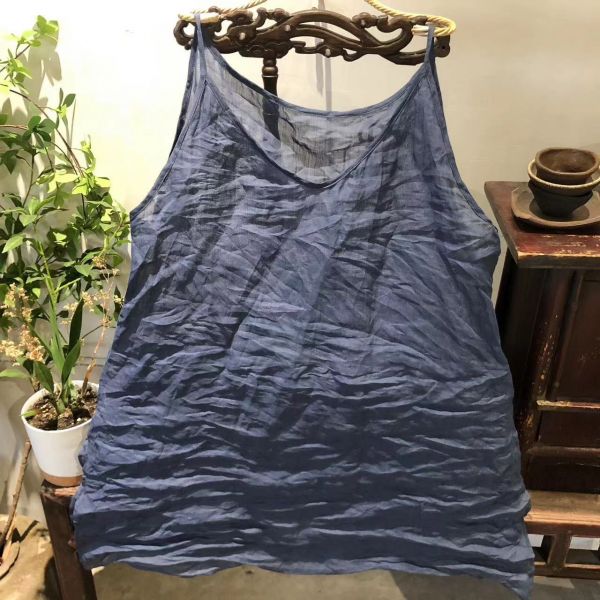 燕燕～春夏款。文藝休閒純色中長款內搭吊帶背心上衣 