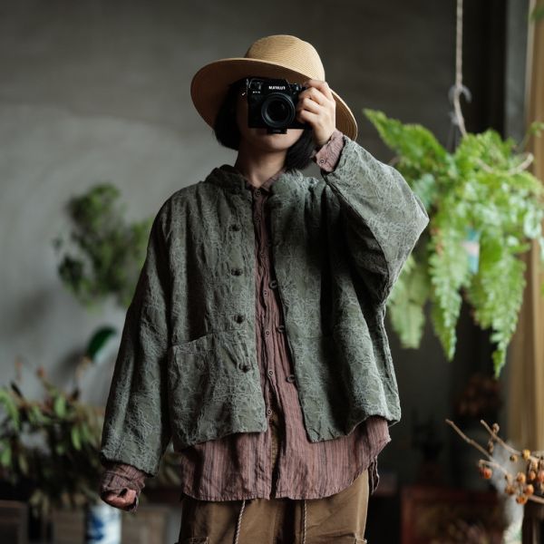 燕燕~棉麻商品~純亞麻。復古文藝仿香雲紗印花棉衣外套  ab191201 