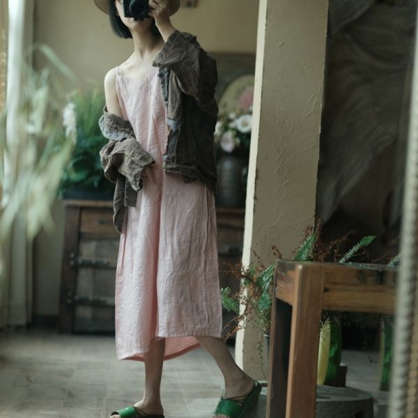 燕燕~文藝復古寬鬆打底吊帶裙 洋裝 ab204501 