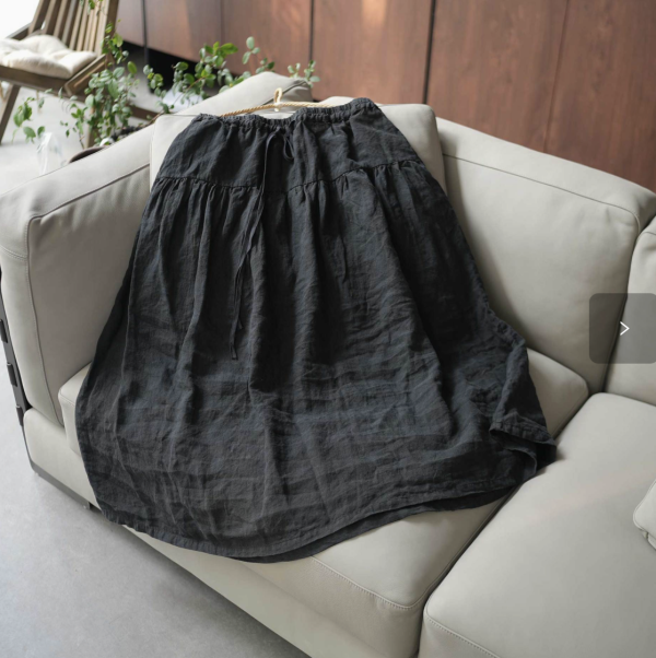 燕燕~亞麻寬鬆復古文藝休閒長裙 