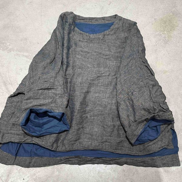 燕燕~秋冬新款 亞麻復古中長大版前短後長套頭衫 上衣 ab27801 