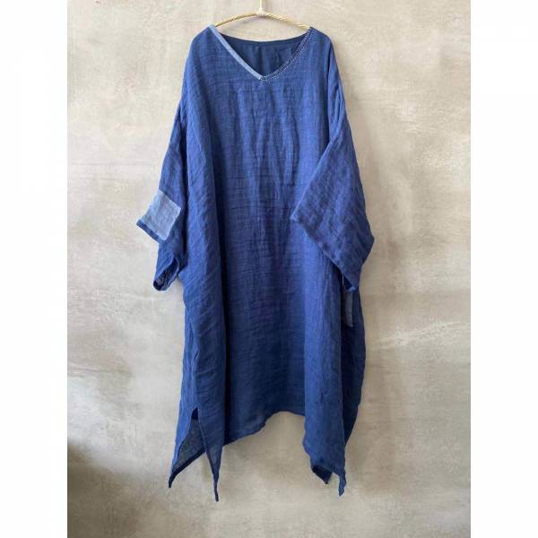 燕燕~春秋  寬鬆v領  寬袖闊版  長袍洋裝 連身裙 + 外搭背心 