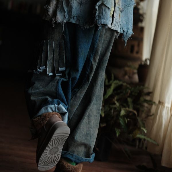 燕燕~輕訂製  復古文藝手工髒染 休閒褲 長褲    ab234501 