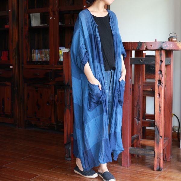 燕燕棉麻～純亞麻 棉麻水洗色織寬鬆防曬上衣 大外披外套 長袖棉麻衫 ab099001 