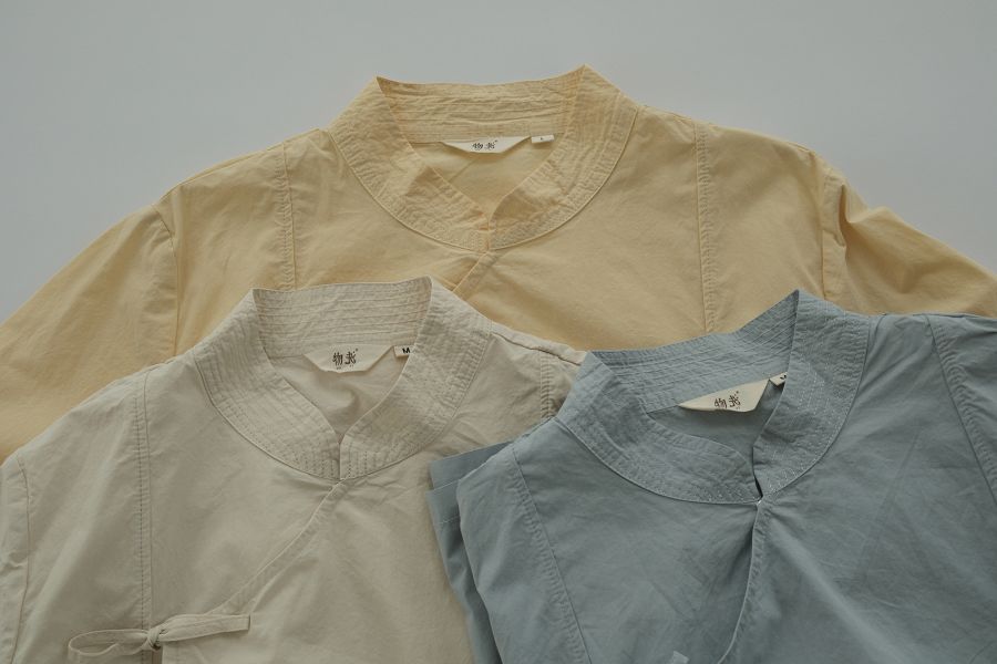 燕燕～有機棉。新中式斜襟繫帶斜襟長襯衫 上衣 洋裝 連身裙 