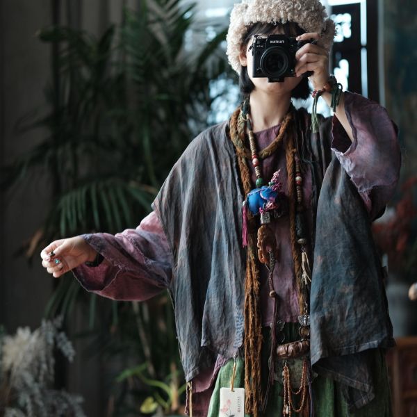 燕燕~復古文藝麻料百搭背心小衫 (可搭成一套） 