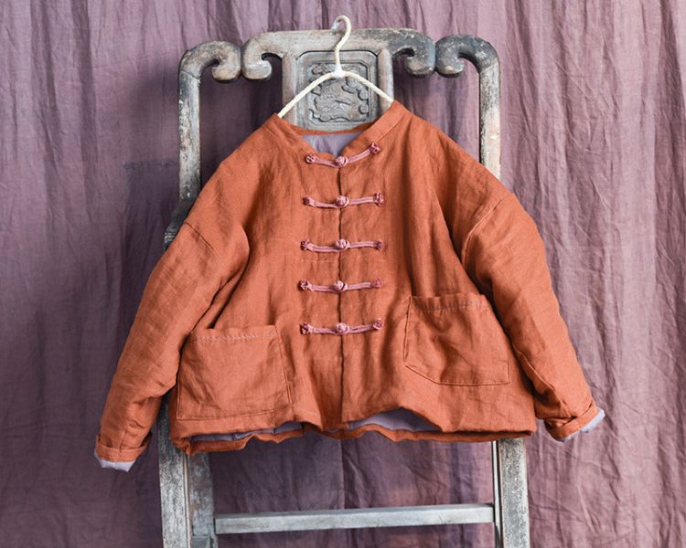 燕燕~秋冬新款 亞麻 文藝中式盤扣棉衣棉服外套 