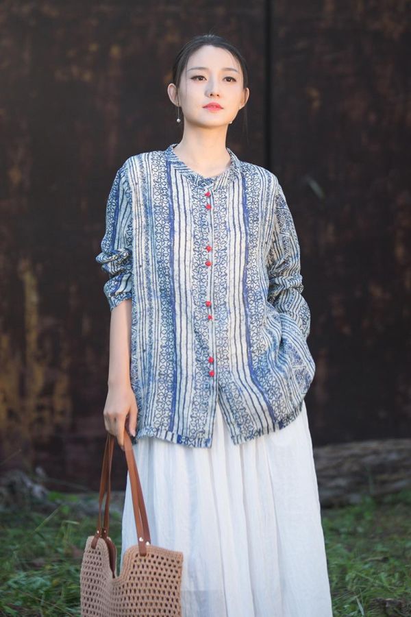 燕燕~夏季新款 42支莧麻文藝寬鬆氣質日常百搭女襯衫 外套 