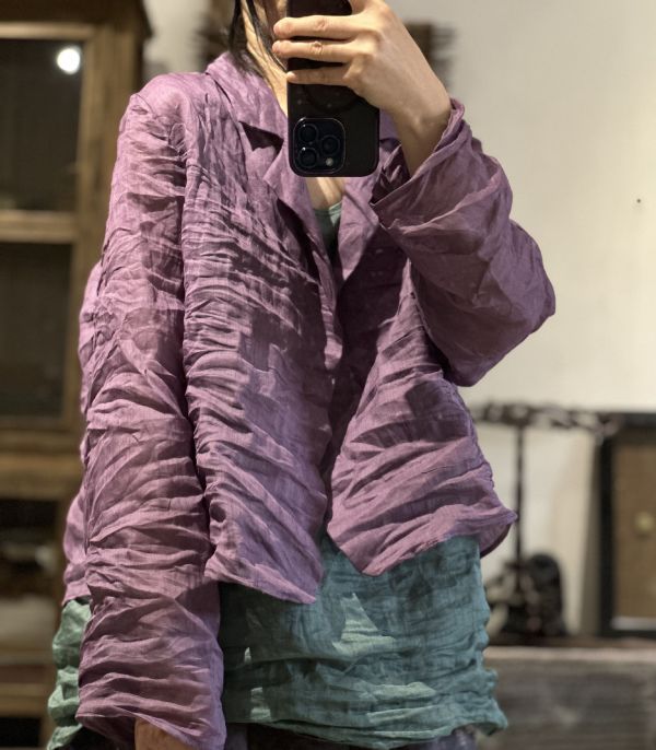 燕燕. 苧麻 文藝復古純色寬鬆短款西裝外套 