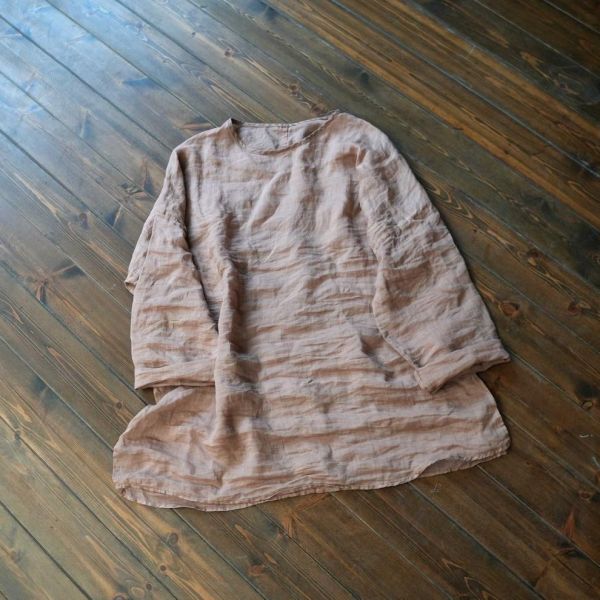 燕燕~棉麻商品~文藝復古苧麻襯衫休閒寬鬆疊穿百搭中長圓領襯衫 