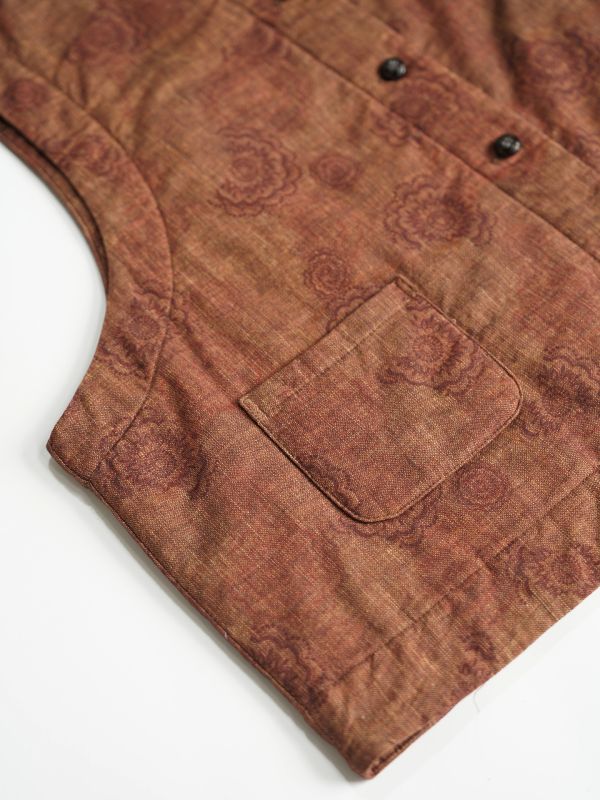 燕燕~數位印花對襟夾棉磨毛懷舊混搭純棉加厚背心  abM2532301（可加購長裙搭成一套） 