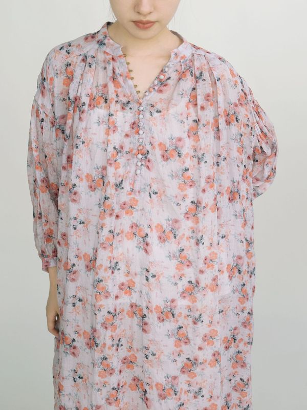 燕燕~棉麻商品~苧麻 法式文藝多扣 復古慵懶寬鬆度假長洋裝 連身裙  ab2310901 （此件商品不退換貨） 