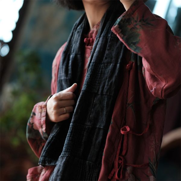 燕燕~設計復古文藝減齡氣質百搭麻圍巾 ab211301 