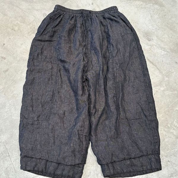 燕燕~秋冬新款 色織亞麻雙層抽繩夾棉棉褲 長褲 