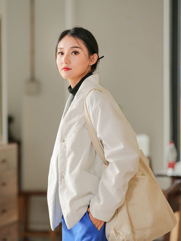 燕燕~棉麻商品~ 寬鬆百搭夾棉加厚保暖女式棉衣棉服外套 