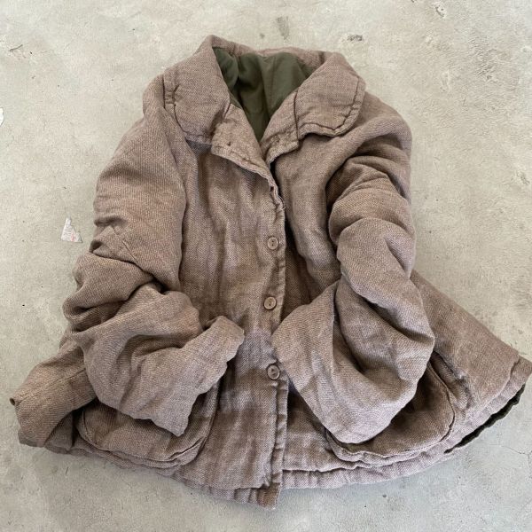 燕燕~秋冬款式 文藝色織亞麻夾棉薄棉休閒外套 