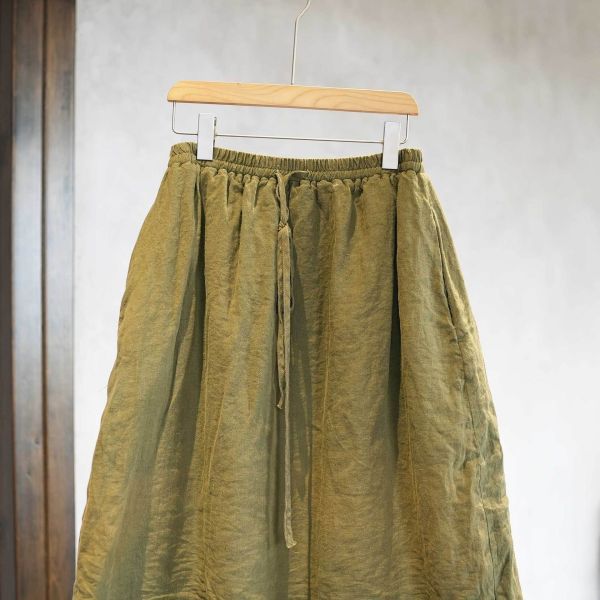 燕燕~秋冬款 砂洗亞麻百搭文藝氣質 寬鬆休閒保暖長裙 