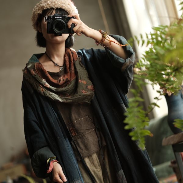 燕燕~復古文藝拼色布三角巾圍巾頭巾  abW07501 