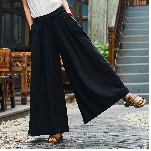 燕燕~秋冬新品 禪意復古寬鬆女式瑜珈褲 休閒打坐長褲 民俗風寬褲 