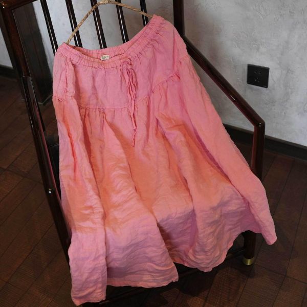 燕燕~亞麻寬鬆復古文藝休閒長裙 