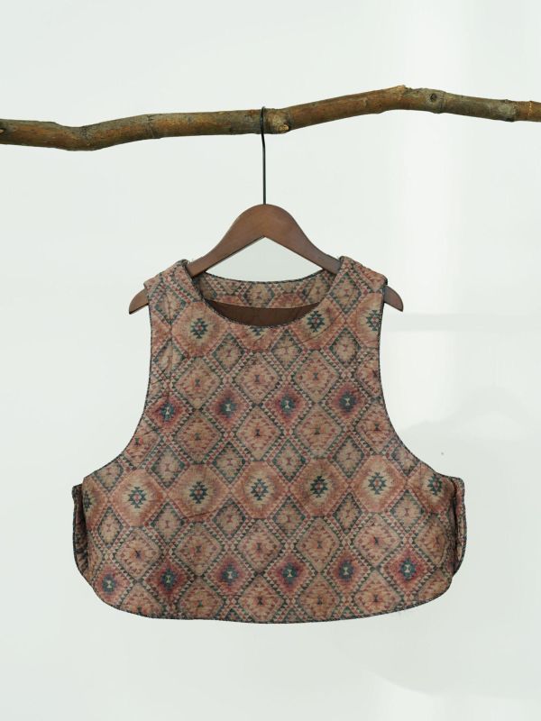 燕燕~復古印花磨毛撞擊色盤扣棉服外套 以及同花色長褲 （可搭成套裝） ab2540101 