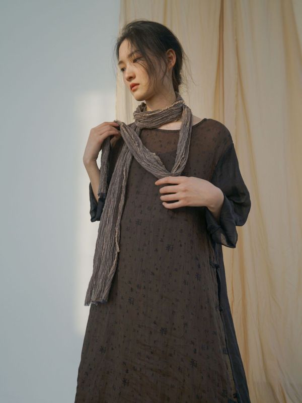 燕燕~春夏款  漢字印花長袍 中國風個性寬鬆洋裝 連身裙    ab2407701 