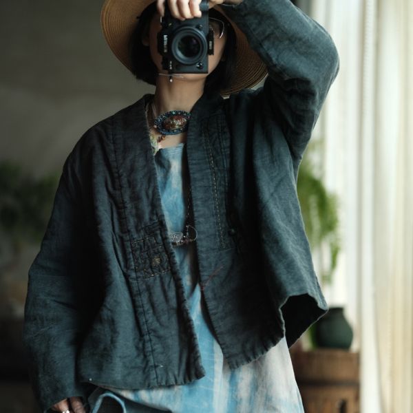 燕燕~棉麻商品~復古文藝麻料炒色小棉衣外套  ab192201 