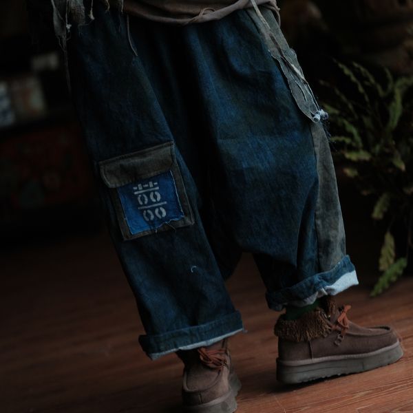 燕燕~輕訂製  復古文藝手工髒染 休閒褲 長褲    ab234501 