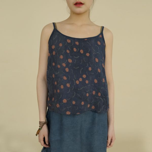 燕燕～雙層棉 復古數碼印花吊帶背心  ab2305401 