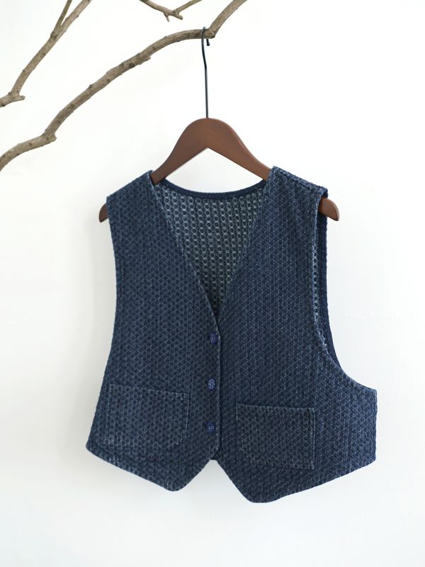 燕燕~秋季華夫格牛仔棉做舊 復古寬鬆混搭背心 ab2519801 