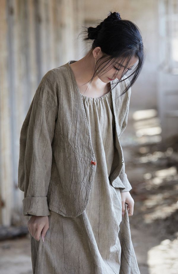 燕燕~苧麻~夏棉麻女裝新款   紮染百搭開襟衫 長袖短外套 
